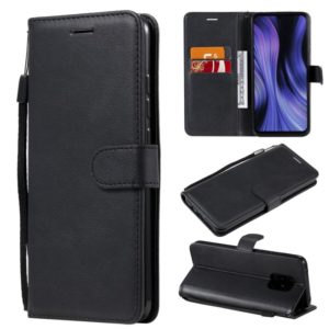 For Xiaomi Redmi 10X 5G / 10X Pro 5G Solid Color Horizontal Flip Protective Leather Case with Holder & Card Slots & Wallet & Photo Frame & Lanyard(Black) (OEM)