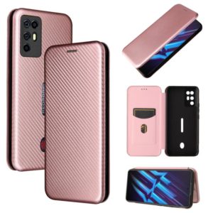 For ZTE Nubia Red Magic 6R Carbon Fiber Texture Horizontal Flip TPU + PC + PU Leather Case with Card Slot(Pink) (OEM)