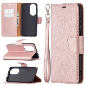 For Huawei P50 Litchi Texture Pure Color Horizontal Flip Leather Case with Holder & Card Slots & Wallet & Lanyard(Rose Gold) (OEM)