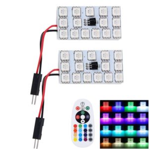 2 PCS Colorful 41MM T10 + Bicuspid Port Remote Control Car Dome Lamp LED Reading Light with 15 LED Lights (OEM)