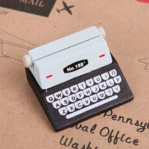 5 PCS Creative Coffee Vintage Wooden Typewriter Photo Card Desk Messege Memo Holder Stand Card Holder(Black) (OEM)