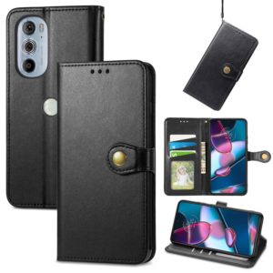 For Motorola Edge 30 Pro Retro Solid Color Buckle Leather Phone Case(Black) (OEM)