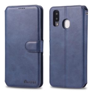For Galaxy A20e AZNS Calf Texture Magnetic Horizontal Flip PU Leather Case with Holder & Card Slots & Photo Frame(Blue) (AZNS) (OEM)