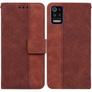 For LG K52 / K62 / Q52 Geometric Embossed Leather Phone Case(Brown) (OEM)