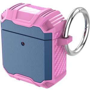 Wireless Earphone TPU + PC Shockproof Case with Hook For AirPods 1 / 2(Navy Blue Pink) (OEM)