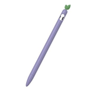 For Apple Pencil 1 Contrasting Color Mint Leaf Silicone Non-slip Protective Cover(Purple) (OEM)