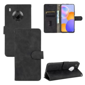 For Huawei Y9a Solid Color Skin Feel Magnetic Buckle Horizontal Flip Calf Texture PU Leather Case with Holder & Card Slots & Wallet(Black) (OEM)