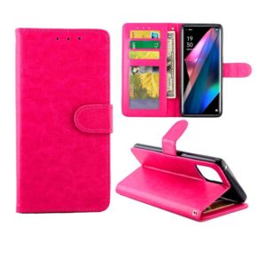 For OPPO Find X3/Find X3 Pro Crazy Horse Texture Leather Horizontal Flip Protective Case with Holder & Card Slots & Wallet & Photo Frame(Magenta) (OEM)