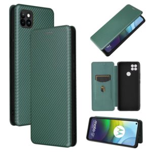 For Motorola Moto G9 Power Carbon Fiber Texture Horizontal Flip TPU + PC + PU Leather Case with Card Slot(Green) (OEM)