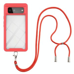 For Google Pixel 6 Starry Sky Solid Color Series Shockproof PC + TPU Protective Case with Neck Strap(Red) (OEM)