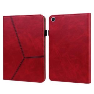 For Samsung Galaxy Tab S6 Lite P610/P615 Solid Color Embossed Striped Leather Tablet Smart Case(Red) (OEM)