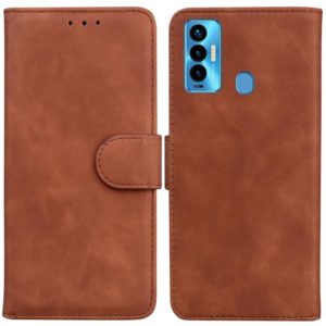 For Tecno Camon 18i Skin Feel Pure Color Flip Leather Phone Case(Brown) (OEM)