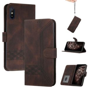 For Huawei Y5 2019 Cubic Skin Feel Flip Leather Phone Case(Dark Brown) (OEM)