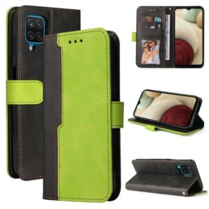 For Samsung Galaxy A12 5G / M12 / F12 5G Business Stitching-Color Horizontal Flip PU Leather Case with Holder & Card Slots & Photo Frame(Green) (OEM)