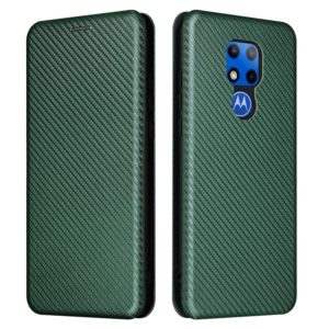 For Motorola Moto G Play (2021) Carbon Fiber Texture Horizontal Flip TPU + PC + PU Leather Case with Card Slot(Green) (OEM)