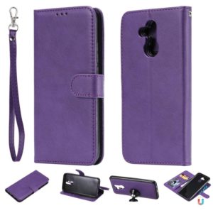 For Huawei Mate 20 Lite Solid Color Horizontal Flip Protective Case with Holder & Card Slots & Wallet & Photo Frame & Lanyard(Purple) (OEM)