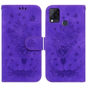 For Infinix Hot 10s / Hot 10T Butterfly Rose Embossed Leather Phone Case(Purple) (OEM)