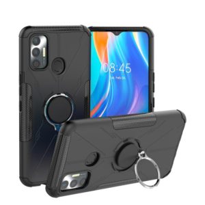 For Tecno Spark 7 Armor Bear Shockproof PC + TPU Protective Case with Ring Holder(Black) (OEM)