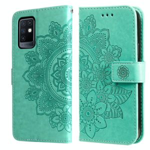 For Infinix Note 10 7-petal Flowers Embossing Pattern Horizontal Flip PU Leather Case with Holder & Card Slots & Wallet & Photo Frame(Green) (OEM)