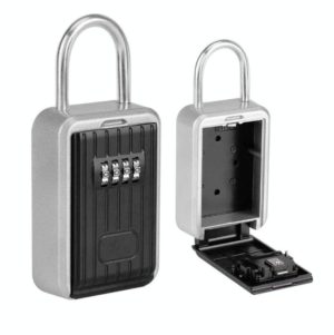Password Key Box Wall-Mounted Metal Box Password Box Outdoor Key Anti-Theft Storage Box, Specification: Regular(Silver Black) (OEM)