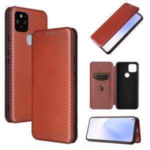 For Google Pixel 5a 5G Carbon Fiber Texture Horizontal Flip TPU + PC + PU Leather Case with Card Slot(Brown) (OEM)