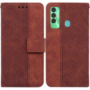 For Tecno Spark 7P Geometric Embossed Leather Phone Case(Brown) (OEM)