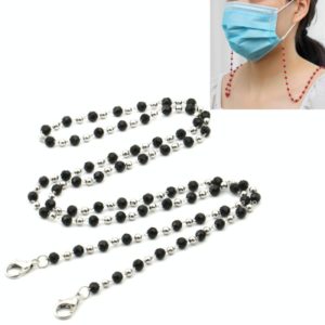 Necklace Personalized Handmade Crystal Bead Chain Mask Anti-Lost Lanyard Glasses Chain(Black) (OEM)