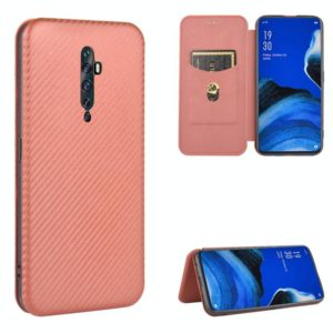 For OPPO Reno2 Z / F Carbon Fiber Texture Horizontal Flip TPU + PC + PU Leather Case with Card Slot(Brown) (OEM)