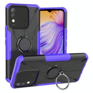 For Tecno Spark 8 Armor Bear Shockproof PC + TPU Phone Case with Ring Holder(Purple) (OEM)