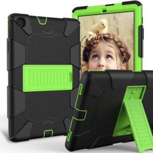 Shockproof Two-Color Silicone Protection Case with Holder for Galaxy Tab A 10.1 (2019) / T510(Black+Green) (OEM)