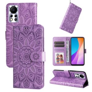 For Infinix Hot 11s NFC Embossed Sunflower Leather Phone Case(Purple) (OEM)