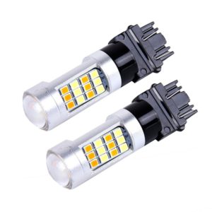 2 PCS T25/3157 10W 1000 LM 6000K White + Yellow Light Turn Signal Light with 42 SMD-2835-LED Lamps And Len. DC 12-24V (OEM)