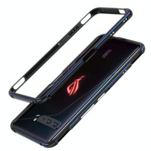 For ASUS ROG Phone 3 ZS661KS Aluminum Alloy Shockproof Protective Bumper Frame(Black Blue) (OEM)