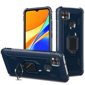 For Xiaomi Redmi 9C Carbon Fiber Protective Case with 360 Degree Rotating Ring Holder(Blue) (OEM)