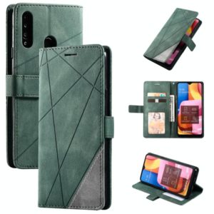 For Samsung Galaxy A20s Skin Feel Splicing Horizontal Flip Leather Case with Holder & Card Slots & Wallet & Photo Frame(Green) (OEM)