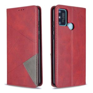 For Huawei Honor 9A Rhombus Texture Horizontal Flip Magnetic Leather Case with Holder & Card Slots & Wallet(Red) (OEM)