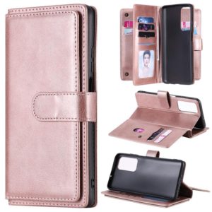 For Huawei Honor Play4 / Maimang 9 Multifunctional Magnetic Copper Buckle Horizontal Flip Solid Color Leather Case with 10 Card Slots & Wallet & Holder & Photo Frame(Rose Gold) (OEM)