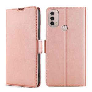 For Motorola Moto E40 Ultra-thin Voltage Side Buckle Leather Phone Case(Rose Gold) (OEM)