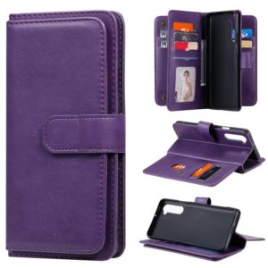 For Oneplus Nord Multifunctional Magnetic Copper Buckle Horizontal Flip Solid Color Leather Case with 10 Card Slots & Wallet & Holder & Photo Frame(Purple) (OEM)