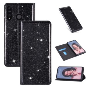 For Huawei P30 Lite Ultrathin Glitter Magnetic Horizontal Flip Leather Case with Holder & Card Slots(Black) (OEM)