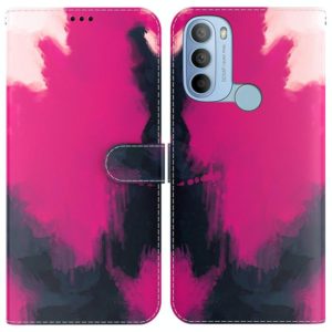 For Motorola Moto G31 4G Brazil Version with Fingerprint Watercolor Pattern Horizontal Flip Leather Phone Case(Berry Color) (OEM)