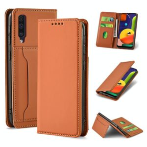 For Samsung Galaxy A50s Strong Magnetism Liquid Feel Horizontal Flip Leather Case with Holder & Card Slots & Wallet(Brown) (OEM)