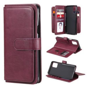 For LG K42 Multifunctional Magnetic Copper Buckle Horizontal Flip Solid Color Leather Case with 10 Card Slots & Wallet & Holder & Photo Frame(Wine Red) (OEM)
