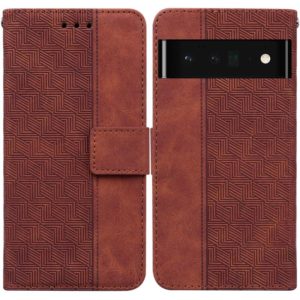 For Google Pixel 6 Pro Geometric Embossed Leather Phone Case(Brown) (OEM)
