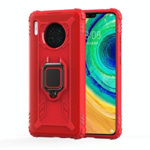 For Huawei Mate 30 Carbon Fiber Protective Case with 360 Degree Rotating Ring Holder(Red) (OEM)
