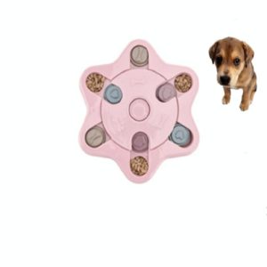Pet Toy Dog Food Turntable Eating Puzzle Anti-Smashing Dog Bowl Supplies, Style:Hexagon Style(Pink) (OEM)