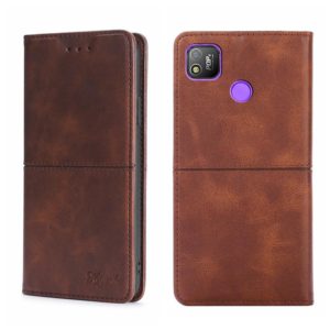 For Tecno Pop 4 Cow Texture Magnetic Horizontal Flip Leather Phone Case(Dark Brown) (OEM)