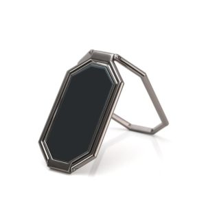 Folding And Sticking Zinc Alloy Mobile Phone Ring Holder Car Magnetic Ring Buckle(Cool Black) (OEM)