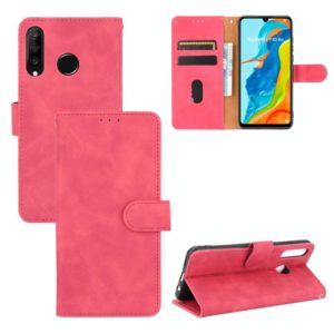 For Huawei P30 Lite / nova 4e Solid Color Skin Feel Magnetic Buckle Horizontal Flip Calf Texture PU Leather Case with Holder & Card Slots & Wallet(Rose Red) (OEM)