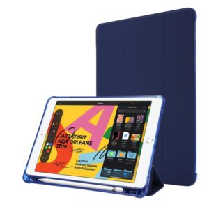 For iPad 10.2 2021 / 2020 / 2019 Airbag Horizontal Flip Leather Case with Three-fold Holder & Pen Holder(Dark Blue) (OEM)